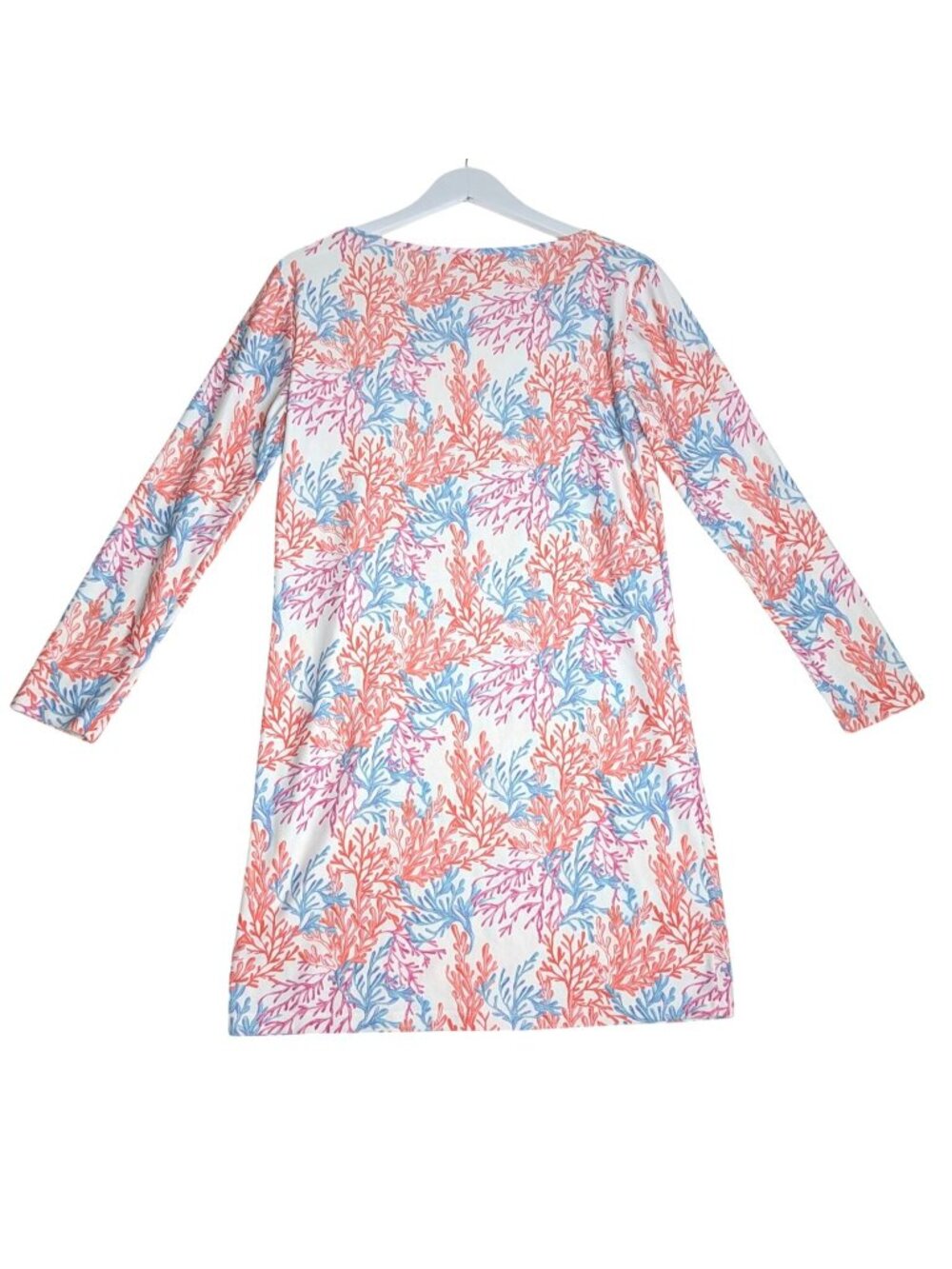 Glamourpuss NYC SPF 50 Sea Coral Print Long Sleeve Shift Dress S - Picture 2 of 9